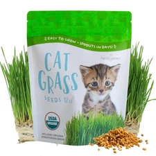 Certified Organic Cat Grass Seeds Non-GMO Wheatgrass Seeds for Pets 12 oz.