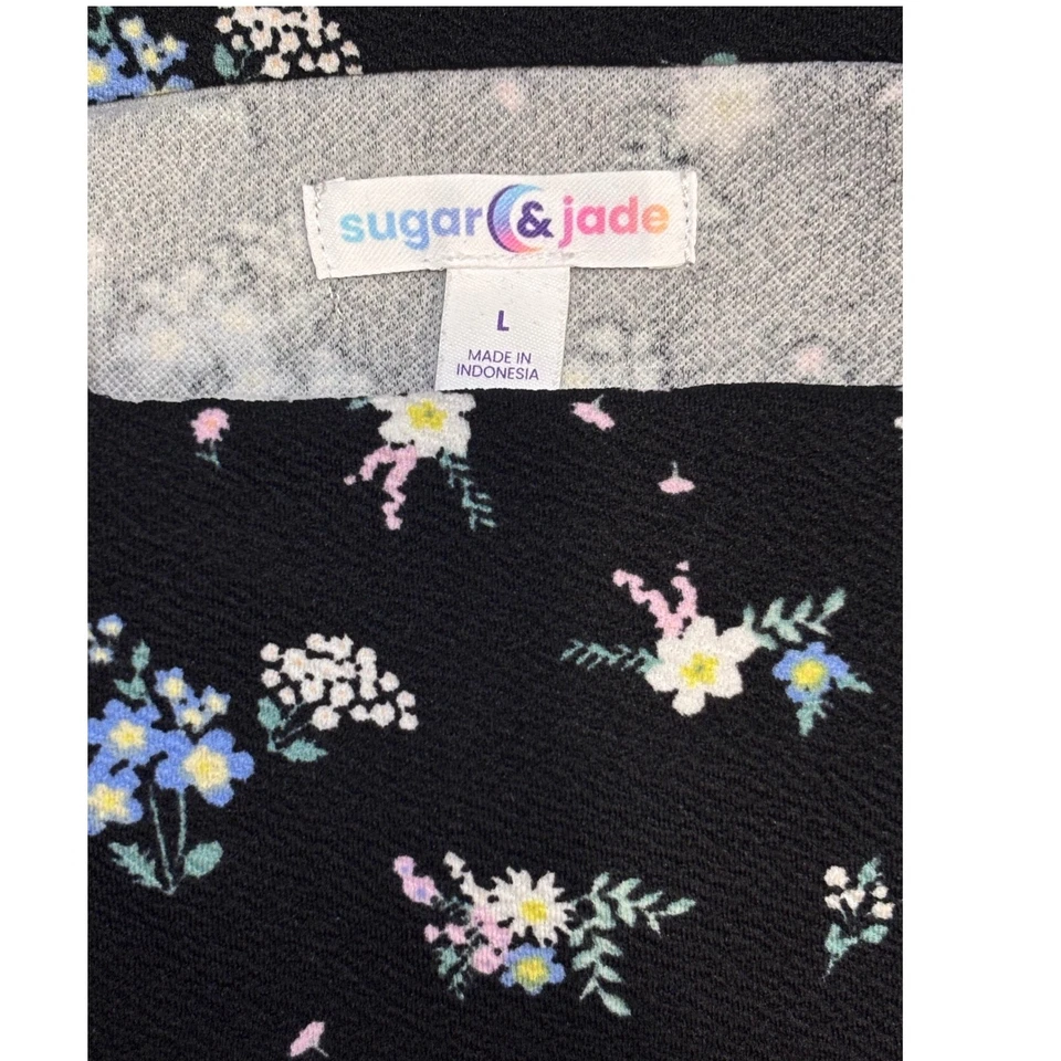 Vestido informal de fiesta con estampado floral negro Sugar & Jade para niñas Foto 2 de 4