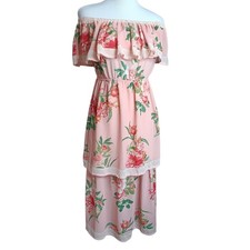 LULUS Off Shoulder Dress Medium Pastel Pink Romantic Coquette Party Wedding