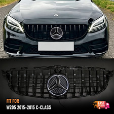 For 2015-2018 Mercedes Benz W205 C250 C300 C350 Front Grille Wled Emblem Grill