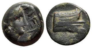 FITZ Greek Sicily Ponormus Bronze Coin Demeter ΠΕΛ Prow 15mm 3.08g AWE1087