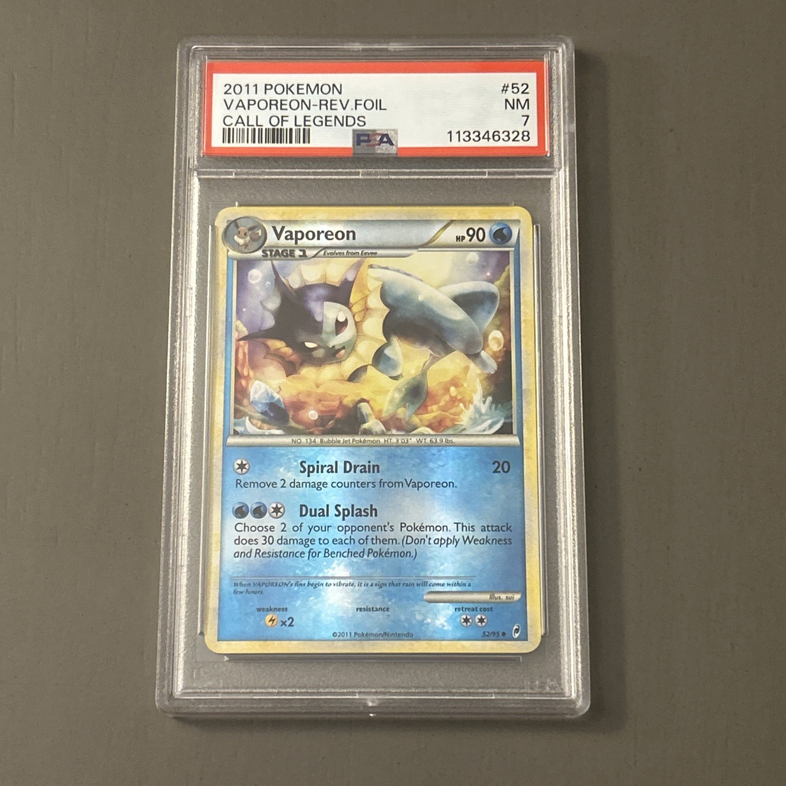 Pokemon TCG: Vaporeon 52/95 Call of Legends Reverse Holo PSA 7