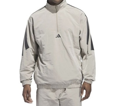 adidas Basketball Woven HalfZip Sweater Mens Beige JC7844 Size