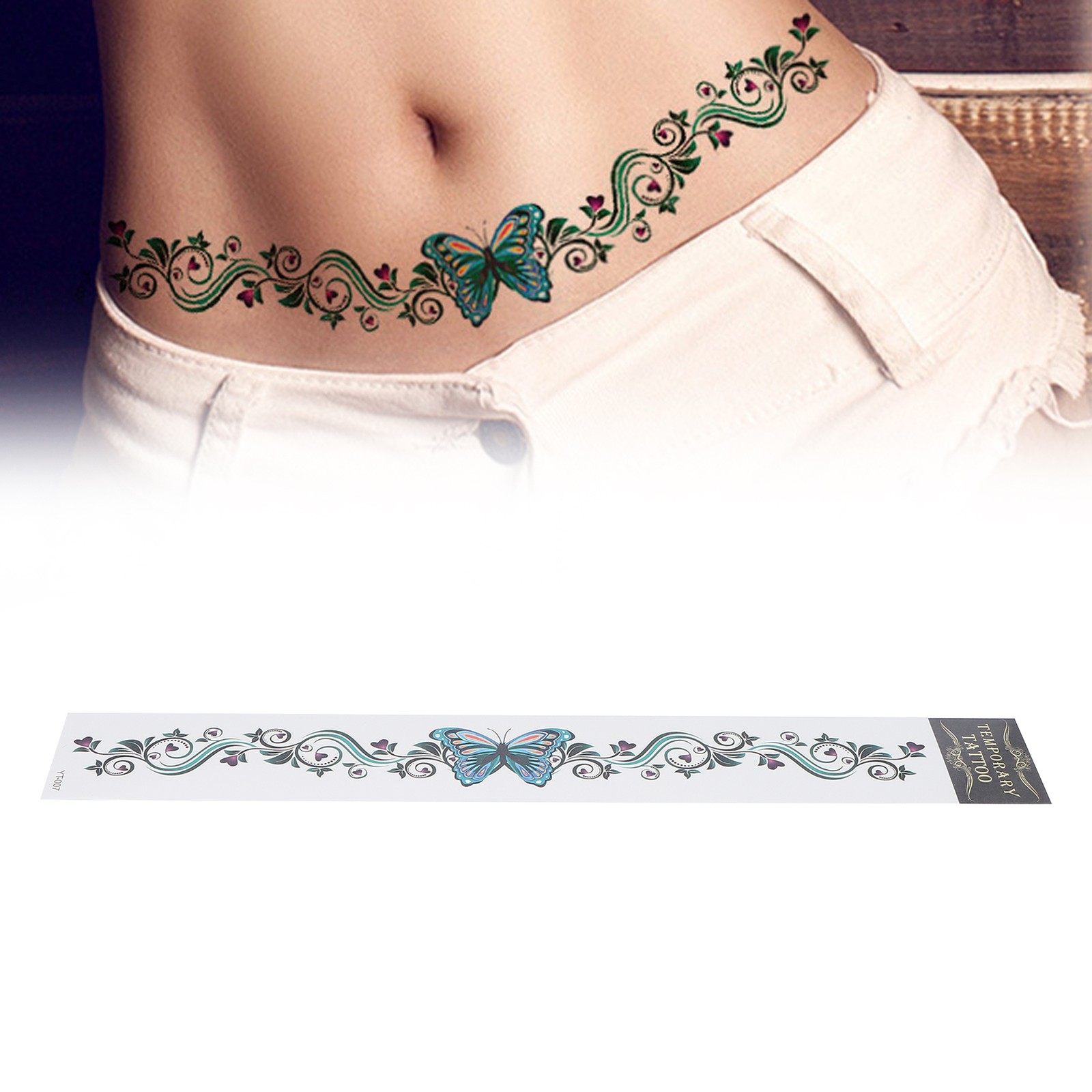 YT-07 Temporary Tattoos Waterproof Waist Long Lasting Body Fake Tattoo Stick BL