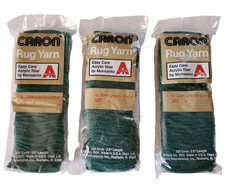 Caron Latch Hook Rug Yarn Precut Acrylic Needlepoint Green 0141-0 Lot of 3 VTG