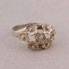 Vintage 916 Silver Floral Flower Ring Size 6/16.5 Delicate Nature Design