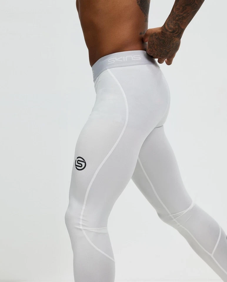 SKINS | MENS SKINS SERIES-1 LONG TIGHTS Compression Pants (WHITE) - Image 4 of 4