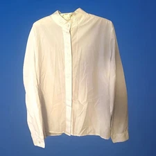 Hasting & Smith White Embroidered Button Band Long Sleeve Blouse Size XL 16