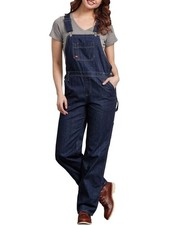DICKIES Women s Relaxed Fit Bib Overalls Dark Indigo Small Cotton Straight Leg
