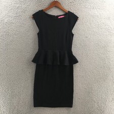 Alice + Olivia Peplum Sheath Dress Womens 4 Black Sleeveless Zip Knee Length