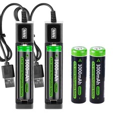 4x 3.7V 3000mAh Battery Rechargeable Batteries+USB Charger / Headlamp Flashlight