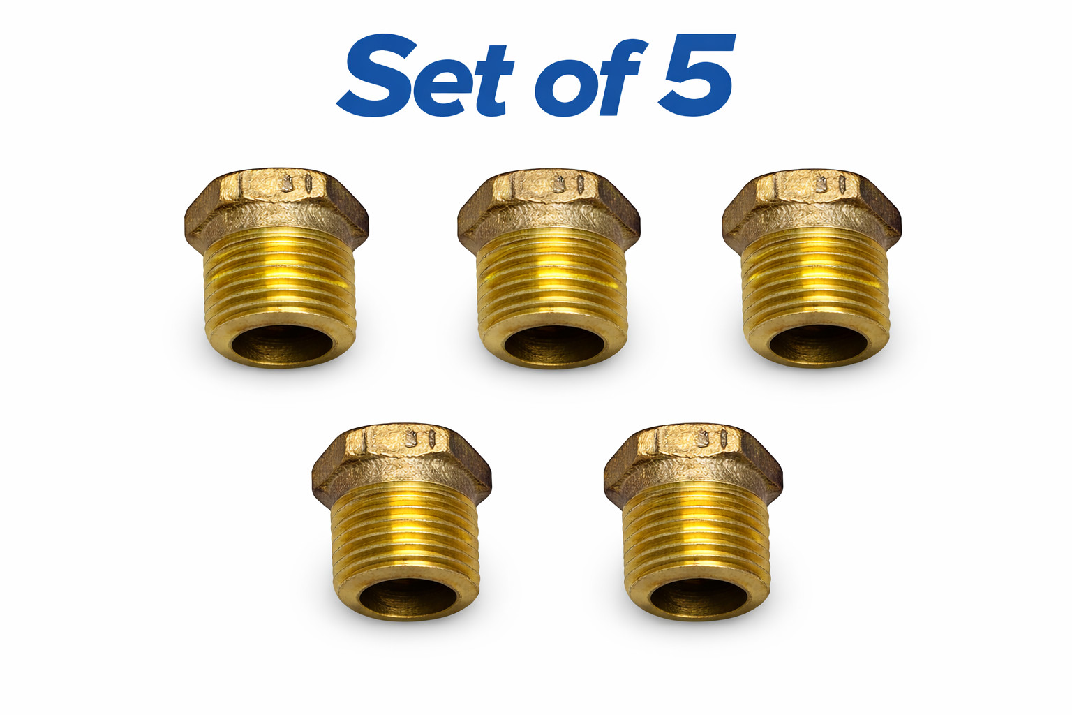 Brass Hex Bushing 3/8 x 1/4 NPT Reducer Fitting Pipe Adapter Set of 5