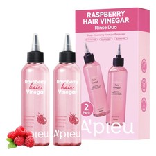 A  PIEU Raspberry Hair Vinegar Set of 2 - Deep Scalp Clean Detox for Oily Sca...