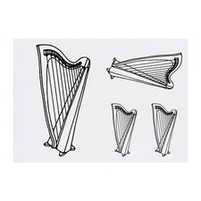 4 x 'Harp Instrument' Temporary Tattoos / Transfers TO00012894 