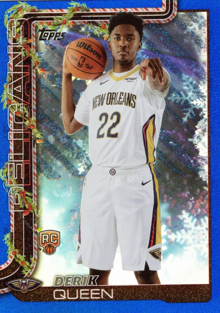 DERIK QUEEN 2025-26 Topps Holiday Blue Metallic Glitter #H173 RC Pelicans