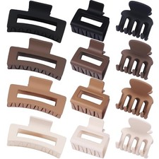 12 Pcs Hair Claw Clips Matte Brown Strong Hold Small Medium Large Women