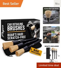 Car Detailing Brush Set - Professional 3 Pack Kit Detail Brushes with Soft Bo...