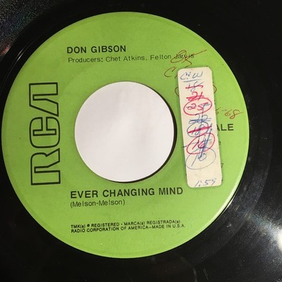 Don Gibson - Ever Changing Mind - Used Vinyl Record 7 - Promo - G8100z