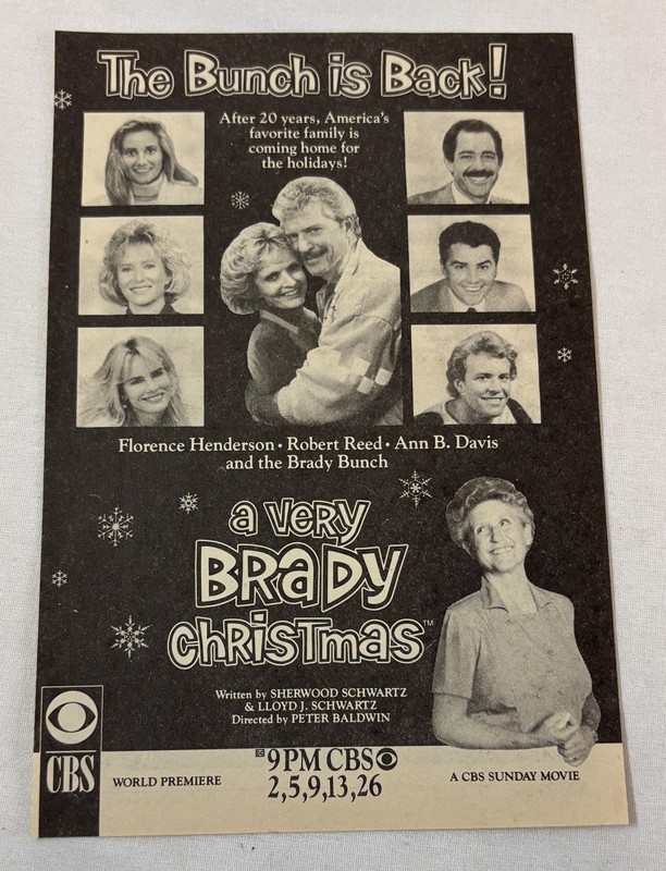 1988 CBS tv movie ad~ A VERY BRADY CHRISTMAS Florence Henderson, Robert Reed