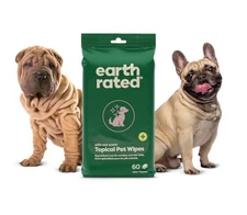 Earth Rated Topical Pet Wipes - Wild Oat Scent - 60 wipes - Sensitive Skin Wipes