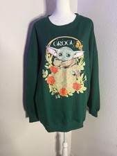 NWT Star Wars Mandalorian Grogu Graphic Crewneck Sweatshirt Green Baby Yoda