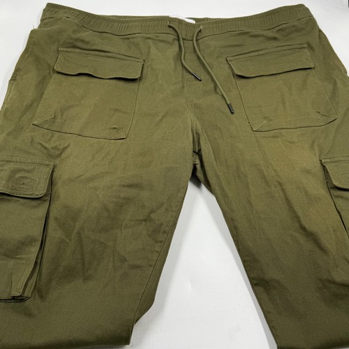 Fashion Nova Herren Cargo Jogginghose XXXL Oliv Stretch Baumwollmischung Relaxed Fit Hose - Bild 2 von 10