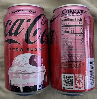 2 FULL 2026 COCA-COLA CHERRY FLOAT 12 OZ ZERO SUGAR SODA CHERRY VANLLIA FLAVORED