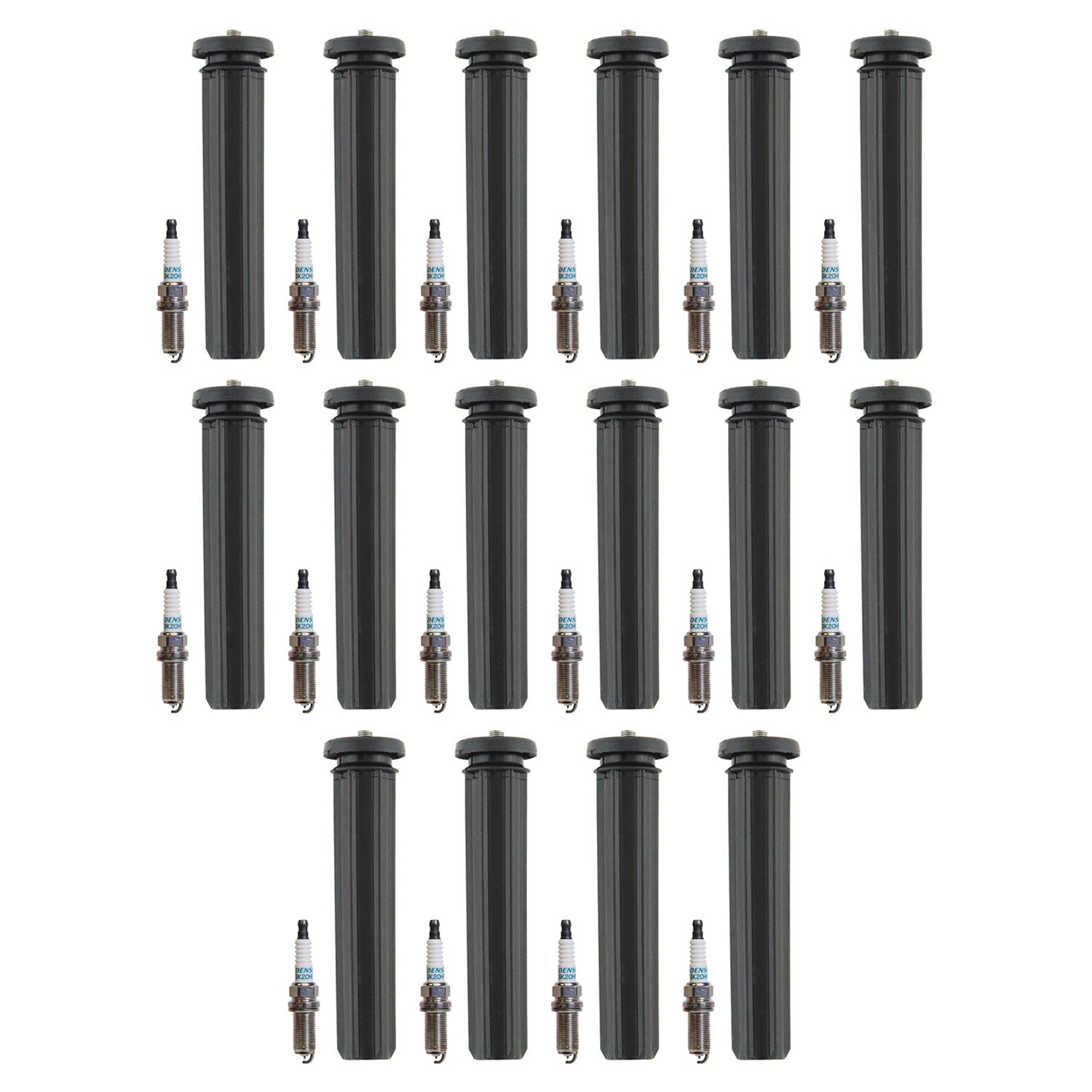Denso 16 Iridium Long-Life Spark Plugs 16 Coil Boots Kit for Ram 2500 V8 5.7L