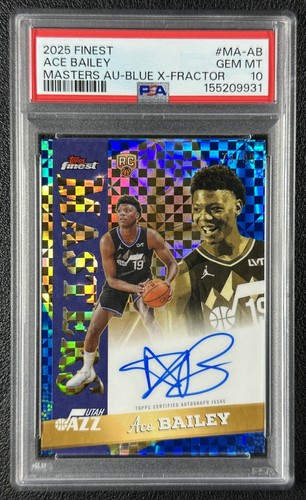 ACE BAILEY PSA 10 2025-26 TOPPS FINEST #MA-AB MASTERS AUTO BLUE X-FRACTOR RC /99