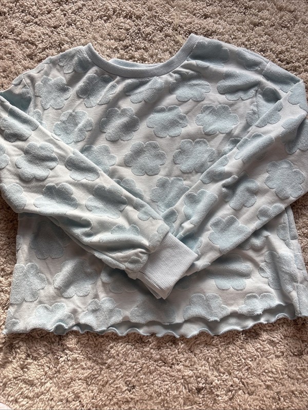 Altard Women's State Baby Blue Long Sleeve Top with Clouds Size Small