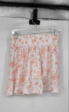 Puma Womens White Peach Floral Elastic Waist Pockets Athletic Skort Size Small