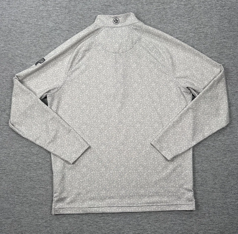 Pulôver masculino Donald Ross cinza médio desempenho floral 1/4 zíper pescoço simulado golfe - Imagem 3 de 4