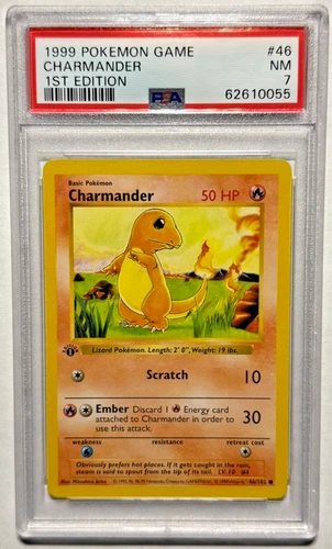 1999 Pokemon Card Game Base Set 1st Edition Charmander 46/102 PSA 7 NM