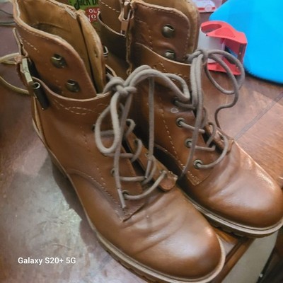 Zodiac Womens Gemma Brown Leather Combat & Lace-up Boots Size 8 M