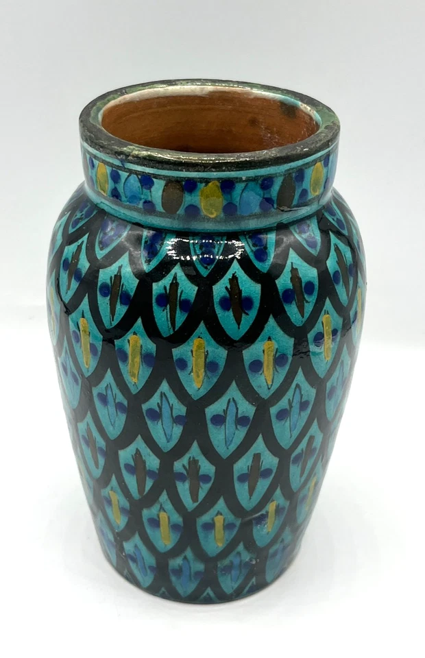 Vintage Moroccan Blue Safi Art Pottery Vase (FP113A) - Image 3 of 4