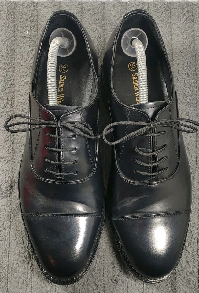Mens Samuel Windsor Black Leather Oxford Shoe - UK Size 9.5 - BV03 - Image 2 of 4