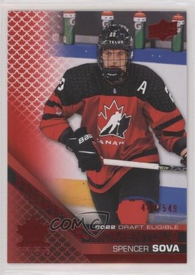2022 Team Canada Juniors Prospectus Momentous Electric Red /549 Spencer Sova z6b