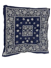 Vintage Bandana Fast Color Navy Blue Geometric 100 Cotton RARE