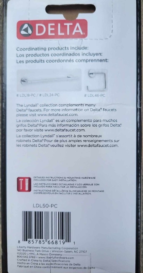 NEW Delta Lyndall Single Post Toilet Paper Holder in Chrome LDL50PC eBay