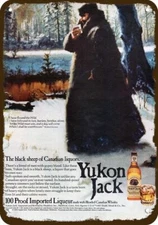 1975 YUKON JACK WHISKY ROBERT SERVICE POEM VinLook DECORATIVE REPLICA METAL SIGN