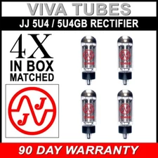JJ Electronic Matched Quad (4) 5U4 / 5U4GB Rectifier Vacuum Tubes New