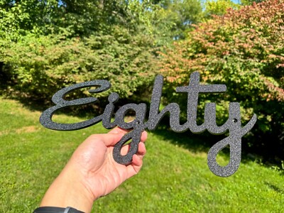 Mid-Century Modern Cursive House Numbers   5in Custom Address Sign for Outdoor