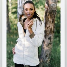 ZYIA Active Teddy jacket longer length cream size small