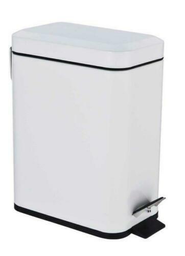 RECTANGULAR 5L LITRE SLIM PEDAL BIN BATH KITCHEN WASTE DUSTBIN WHITE GREY SILVER - Picture 2 of 11