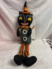 Johanna Parker Black Cat cloth shelf sitter  27"  by Transpac NEW with tag