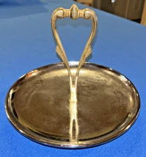 Kromex Single Tier Candy Tidbit Dish Chrome Metal with Brass Colored Handle MCM