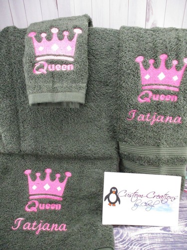 Queen Crown personalisiertes 3-teiliges Badetuch-Set Ihre Farbwahl  - Bild 2 von 2