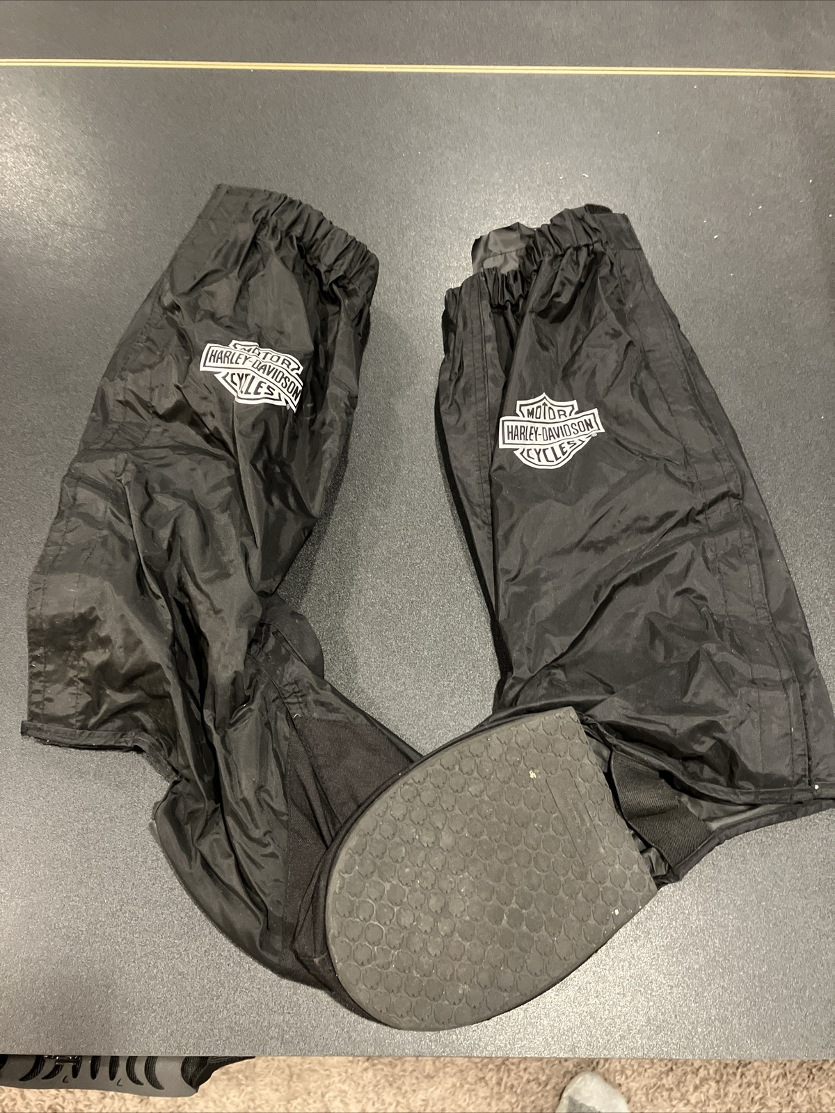 Harley Davidson Rain Gaiter Boot Cover Sz L Black Reflective Logo Lug