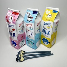 Cute 3PC Japanese Kawaii Milk Carton Pencil Case / Pouch Stationery FAST SHIP