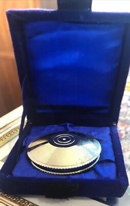 Judaic Jewish Shabbat Round Candle Holder Blue Velvet Box Portable